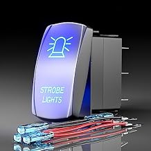 Rocker Switch Strobe Lights,Laser Etched Toggle Switch ON/Off SPST 5Pin 12V 24V Switch Jumper Wires for Cars Trucks Caravans Marine Boat ATV UTV RV