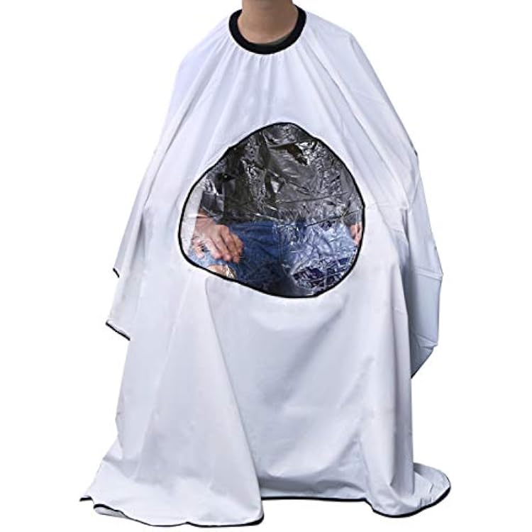 ULTNICE Salon Home Barbers Hairdressing Cape Gown with Viewing Window for Hair Cutting 62.9  57White
