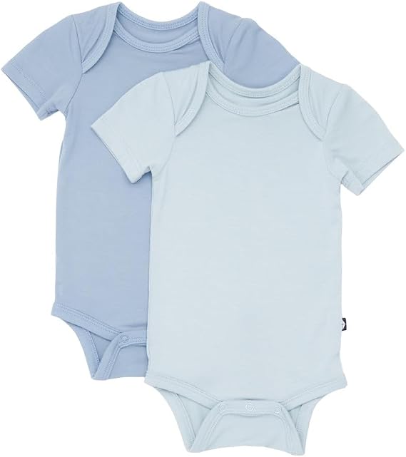 KYTE BABY Unisex Bodysuits, 2-Pack Short Sleeve Baby Bodysuits, 97% Rayon made from Bamboo, 3% Spandex