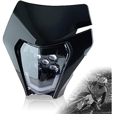 Dirt Bike Headlight Dirtbike LED Headlights Kit Motorcycle Head Lamp Light Kit Universal for Most Dirt Pit Enduro Bike Motorcycle Headlamp Frontlight for ATV Black