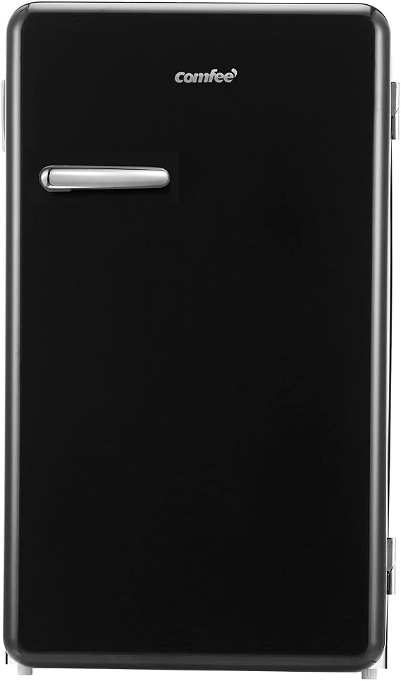 COMFEE' 3.3 Cubic Feet Solo Series Retro Refrigerator Sleek Appearance HIPS Interior, Energy Saving, Adjustable Legs, Temperature Thermostat Dial, Removable Shelf, Perfect for Home/Dorm/Garage [Black]