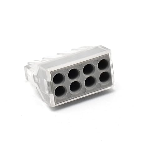 8 Port Push-in Wire Connector for 18-12 AWG Solid Stranded Wires - 50Pcs