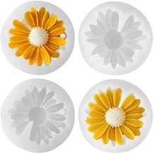 4 PCS Daisy Flower Silicone Molds Chrysanthemum Cake Decoration Molds 3D Flower Keychain Mould for Wedding Cupcake Topper Chocolate Mould Soap Candle Mold Epoxy Resin Casting Polymer Clay DIY Craft