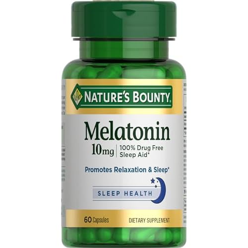 Natures Bounty Melatonin, 100% Drug-Free Sleep Aid, Dietary Supplement, 10 mg, 60 Count