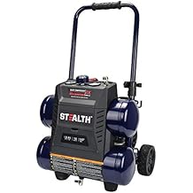 Stealth Quiet Air Compressor with Wheel, 64 Decibel 4.5 Gallon Peak 1.3 HP Max 150 PSI, Oil-Free Air Pump, 3 CFM @ 90 PSI Portable Air Compressor for Garage, Workshop, Jobsite SAQ-1413