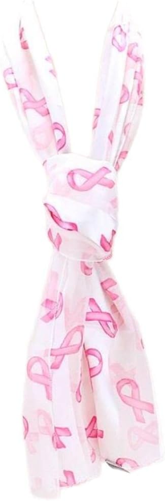 Pink Ribbon Patterned Scarf