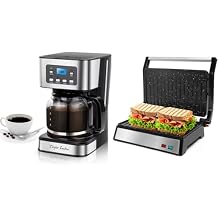 Taylor Swoden 12-Cup Programmable Coffee Maker and Aigostar Panini Press, 1200W Sandwich Maker and Electric Indoor Grill