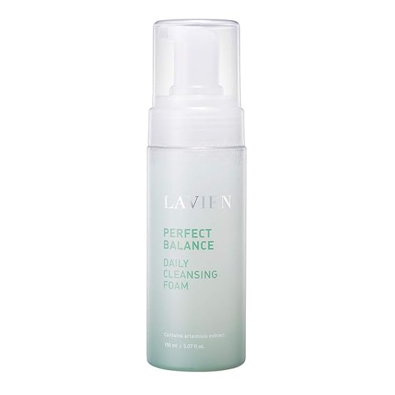 LAVIEN Daily Cleansing Foam Face Wash - Korean Bubble Foam Cleanser & Makeup Remover - pH Balnced Formula - Hydrating Face Wash for All Skin Types - 5.07 Fl Oz 150ml