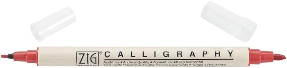 Zig Memory System Calligraphy Dual Tip Markers, Pure Red, Pack of 6