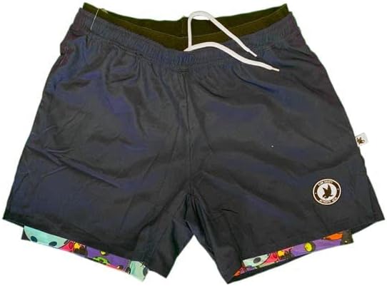 Flow Society Mens Navy & Multi Neon Motley Pickleball 2-1 Shorts Compression 7"