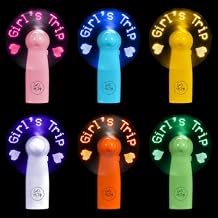 Retisee 6 Pcs Girls Trip Themed Gifts Favors Portable Mini Handheld Fan Battery Powerful Girls Trip Themed LED Small Personal Fan for Summer Travel Office Outdoor Bridal Shower Wedding Party Favor