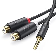 UGREEN 3.5mm Male to 2 RCA Female Jack Stereo Audio Cable Y Adapter Gold Plated Red and White to Headphone Cord Compatible with iPhone iPod iPad MP3 TV DVD Player DJ Controller Mixer Speaker, 0.8 Feet