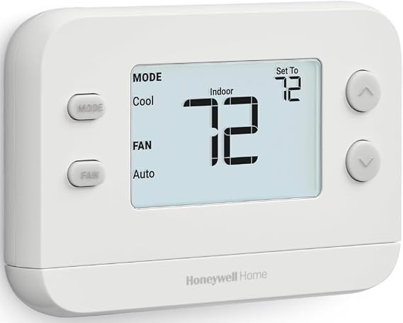 Honeywell Home FocusPRO N100 Non-Programmable Thermostat, Single-Stage, 1 Heat/1 Cool Compatibility, White (TH1110U4000),