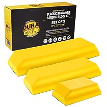 Dura-Gold Pro Series Classic Rectangle Hand Sanding Block Kit with 3 Blocks, 5", 7-3/4" and 10" Set, Hook & Loop Backing and PSA Sandpaper Conversion Adapter Pad - Auto Paint Prep Sand Woodworking
