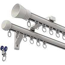 Double Row Curtain Track,Heavy Duty Ceiling Mounted Dual Track System with Silent Glide for Blackout Curtains Room Divider,Easy Install Kit for Living Room Bedroom white 3.9m(12.8ft)