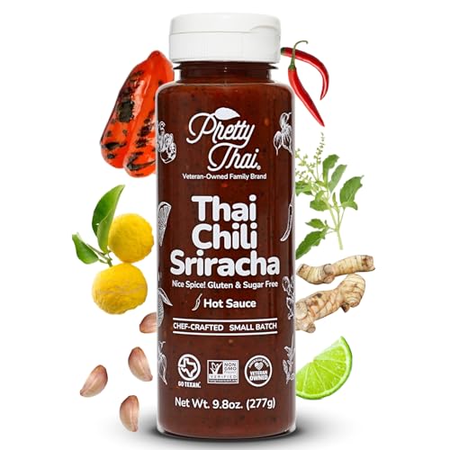 Pretty Thai Sauce, Gluten Free Certified Non-GMO Vegan Authentic Stir Fry, Dressing, Rice Seasoning, Condiment & Dipping Sauce, 100% Natural Chili Sriracha, Chili Sriracha