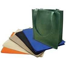 Reusable Heavy Duty Carry-All Grocery Shopping Tote Bags with Side and Bottom Gussets, Non-Woven Pack of 10 Black