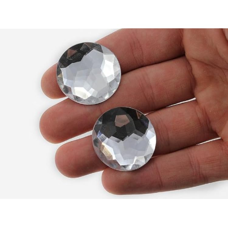 30mm Flat Back Round Acrylic Rhinestones Plastic Circle Gems for Costume Making Cosplay Jewels Pro Grade Embelishments - 12 Pieces (Jet Black H101)