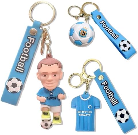 Number 9 jerseyidolfootballkeychain, creative holidaybirthday gift animal pendant car, best gift for teachers, key pendant metal keychain, 3 blue styles