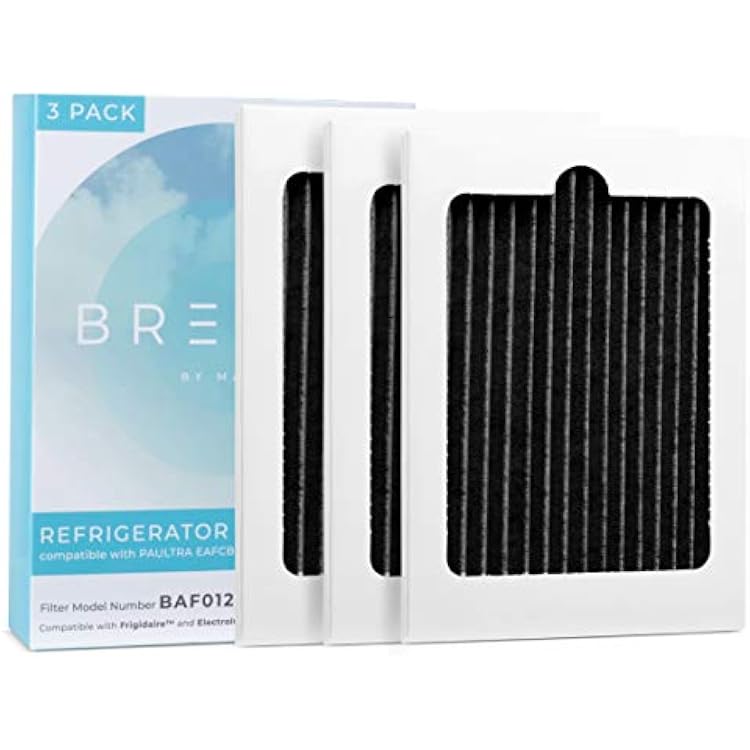Breeze by MAYA Paultra Refrigerator Air Filter Replacement for Frigidaire and Electrolux EAFCBF, Compatible with Paultra, PureAir Ultra, 242061001, 241754001 - 3 Pack Air filter by MAYA