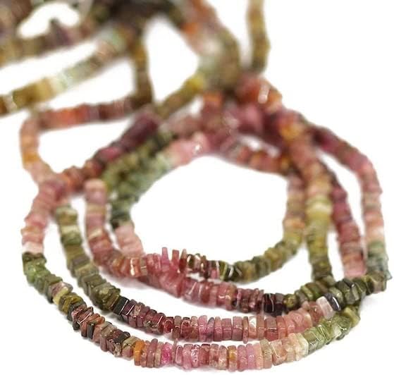 Beads Gemstone Multi Tourmaline Watermelon Smooth Heishi Cube Gemstone Loose Craft Beads Strand 15 Inch Long 4mm Code-HIGH-20715