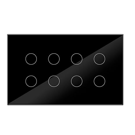 Smart WiFi Touch Light Wall Switch Interruptor Glass Panel 8/10 Gang Tuya Smart Life Compatible with Voice Control 8-Gang Black