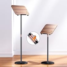 Floor Book Stand for Reading Hand Free Height Adjustable Podium Stand for Bible, Recipe Cook Book Display Stand Wooden Floor Holder with Page Paper Clip for Cookbooks, Sheet Music, etc.