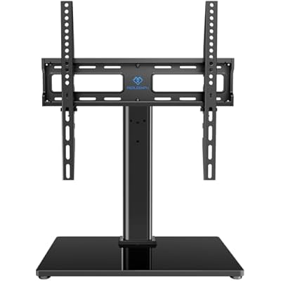 PERLESMITH Universal Swivel TV Stand Legs for 24-60 inch LCD LED TVs, Height Adjustable Television Mount Stand with Tempered Glass Base, Universal VESA Mount 400400mm, Holds up to 88lbs, PSTVS09