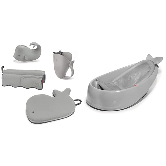 Skip Hop Moby Baby Bath Gift Set with 3-Stage Bath Tub and Bathtime Essentials