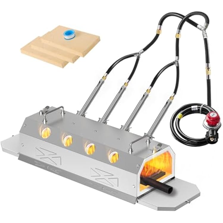 Nelyrho Gas Propane Forge 2600F,Double Door,Large Capacity,Portable Equipment,Knife MakingStainless Steel Blacksmithing Farrier tool,Gas Welding Kits, Forge Kit Four Burners