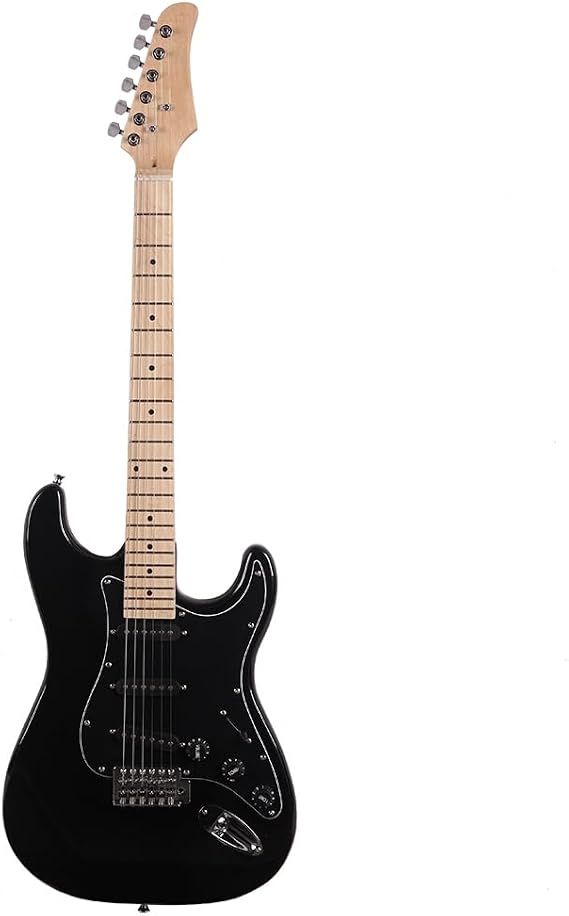 Full Size Electric Guitar Kit, 39 Inch Beginner Solid Body Electric Guitars Set with Shoulder Strap, Gig Bag & Cable (Black)