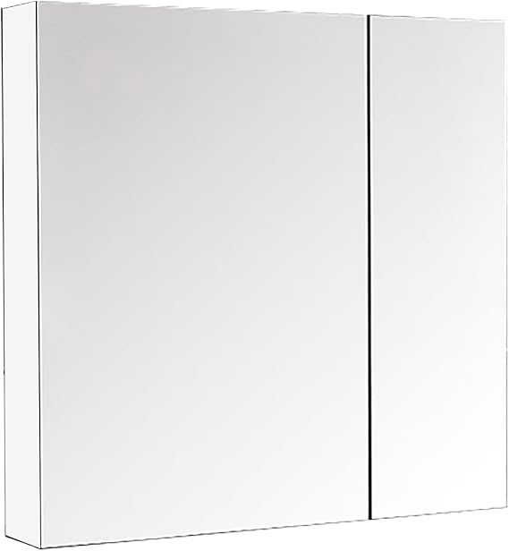 Bathroom Cabinet Wall Mounted with Double Mirror Doors Bathroom Medicine Wall Cabinet with Less Double Sided Mirror Door Storage Shelves Recess or Surface Mount 28" W x 27" H