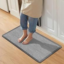 UKELER Grey Kitchen Mat Anti-Fatigue Kitchen Rug Non Slip Waterproof Kitchen Mats and Rugs Heavy Duty Foam Cushion PVC Ergonomic Comfort Mat, 47"x17.5"