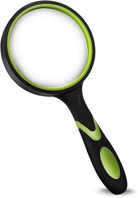Wapodeai Magnifying Glasses, Magnifying Glass 10X Handheld Reading Magnifier for Seniors & Kids, 75mm Large Magnifying Lens with Non-Slip Rubber Handle for Reading and Hobbies.