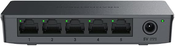 Grandstream GWN7700 | 5-Port Gigabit Ethernet Unmanaged Network Switch | Plug & Play | Desktop/Wall-Mount | Plastic Case