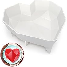 Breakable Heart Mold Diamond-Faceted Silicone Heart Mold for Chocolate Shells, Mousse Cakes, Cheesecake Romantic Wedding, Anniversary, Engagement, Proposal & Bridal Shower Dessert (7.3"x6.5"x2.2")
