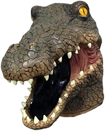HENGYUTOYMASK Crocodile Mask Latex Animal Head Mask Creepy Alligator Predatory Aquatic Reptile Mask Costume for Halloween Party Adult Size