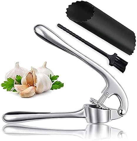 Zinc Alloy Garlic Press Garlic Masher Household Manual Ginger Garlic Press Kitchen Mini Tool Easy to Squeeze and Clean