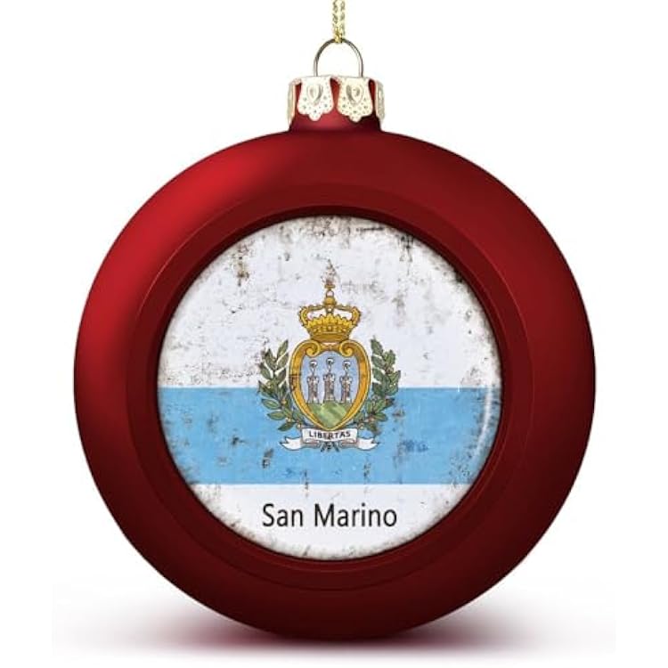 San Marino Xmas Ball Ornament - San Marino Flag Ball Ornaments Nations Flag Hanging Ornaments Keepsake Souvenir for Christmas Tree Decoration Seasonal Holiday Party Supplies