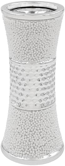 Silver Chrome Vase Ornaments - Flower Vases for Centerpieces, Modern Ceramic Pearlescent Vase for Home, Wedding, Living Room, Office (Small Vase)