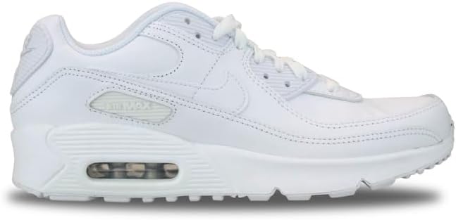 Nike Air Max 90 LTR Big Kids Shoes (CD6864-133, White/Metallic Silver/White/White)