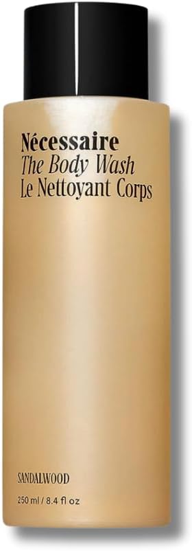 Necessaire The Body Wash. Sandalwood. Multi-Vitamin Gel Cleanser. Nourish, Soften. Hypoallergenic. Dermatologist-Tested. No SLS/SLES. 250 ml / 8.4 fl oz