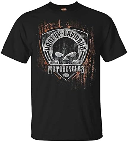 Harley-Davidson Mens Corrosion Skull Crew-Neck Short Sleeve T-Shirt - Black