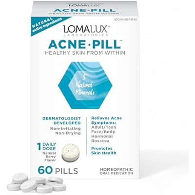 Loma Lux Acne Pills Skin Clearing Support with 5 Natural Minerals Zinc & Sulfur Dermatologist Developed Oral Hormonal Acne Treatment Supplement for Face & Body Helps Prevent All Acne, Oily Skin