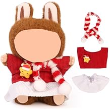 Doll Clothes for Labubu(NO Doll), for 17/15cm Plush Dolls, Clothing Suit Toy Figurine Outfit Set Dress Up with Kawaii Style Accessories, Skirt or Overall and Cute Hat or Headwear (SD8)