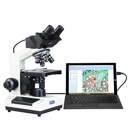 OMAX MD827S30 3MP Digital Integrated Microscope with Halogen Illumination - 40X-2000X Magnification - Compound Binocular Microscope - Ideal for Clinics, Vets & Classrooms