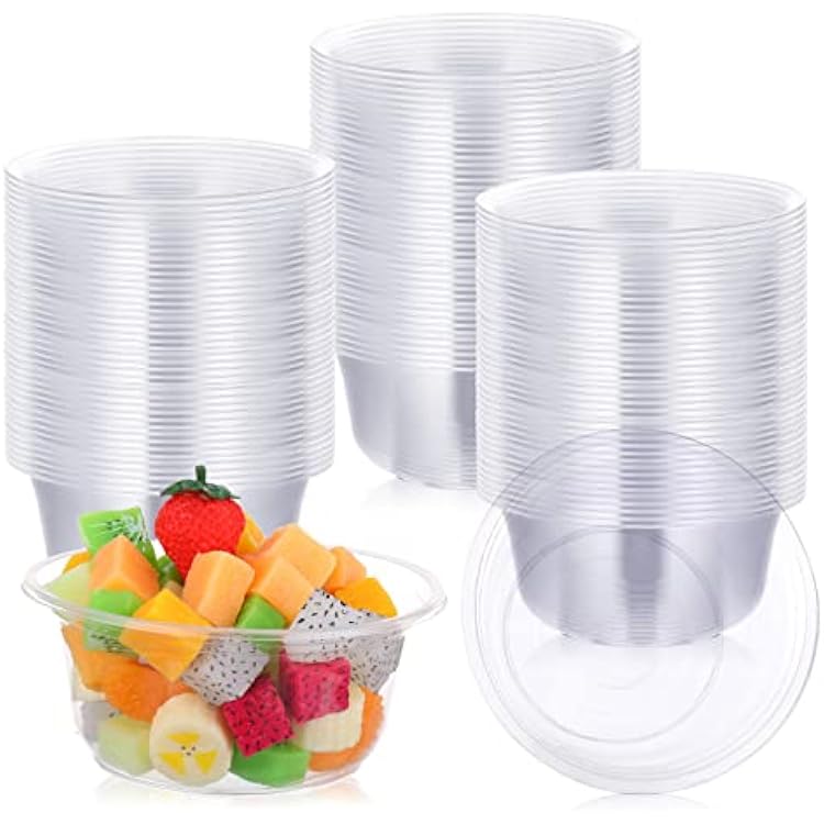 Aoriher 100 Pack 16 oz Plastic Bowls Disposable Serving Bowls for Wedding Bulk Clear Hard Plastic Acai Salad Heavy Duty Dessert Bowl Large for Serving Catering Party Ice Cream Home Supplies