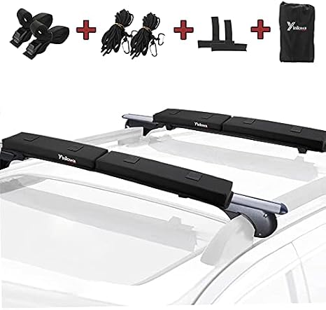 Roof Rack Pads 30" Universal Aero Crossbar Pads for Kayak, Surfboard, SUP, Canoe, Paddle Board, Snow Board and Water Sports Soft Roof Cargo Rack Car Cross Bar Pad with 15FT Tie-Down Straps ( 2-Pack )