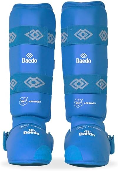 Daedo Shin and Instep Guards WKF Approved Martial Arts Leg Pads for Karate Taekwondo Foam Padded Shin Protectors