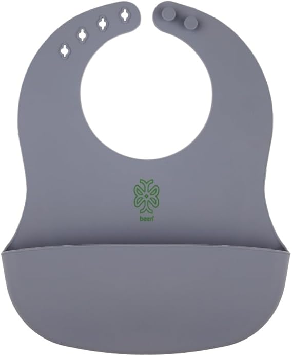 Been Silicone Baby Bib - Silicone Food Bib, Grey
